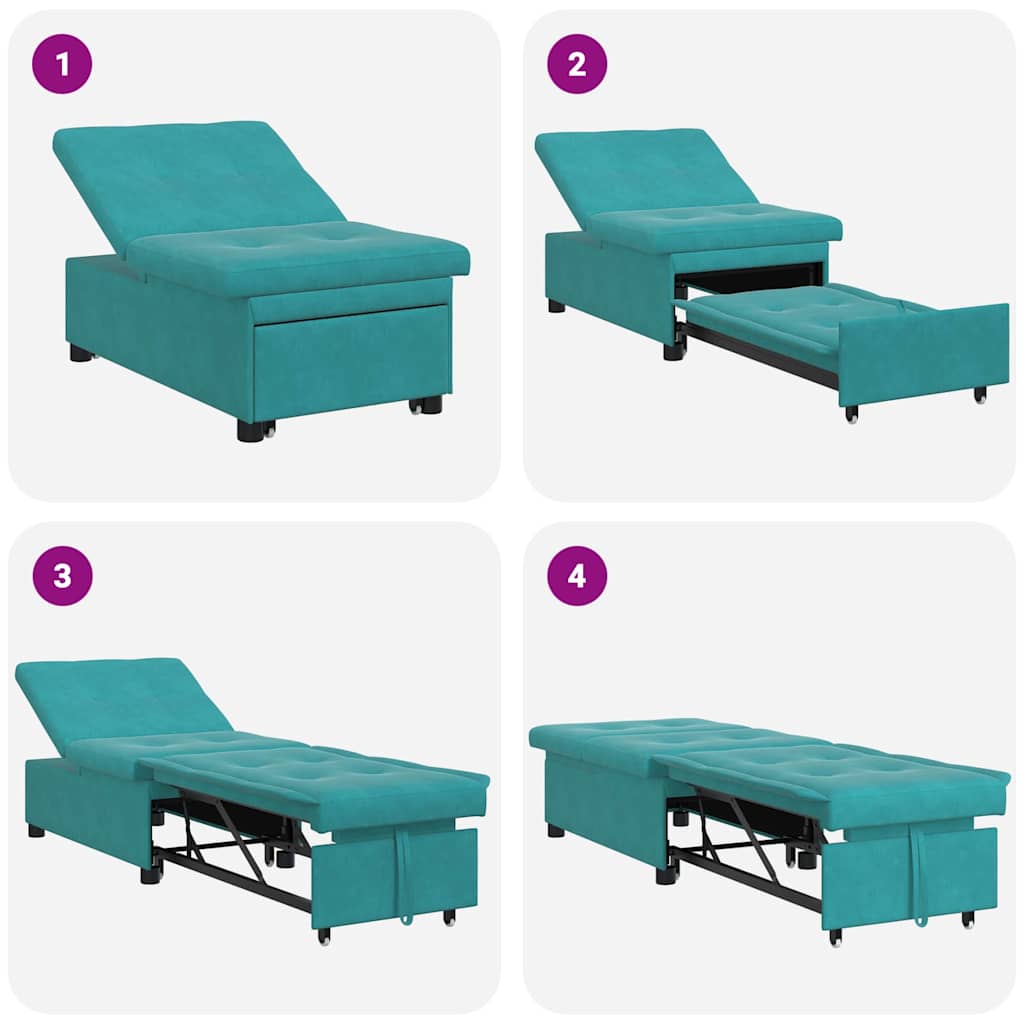 Slaapbank Turquoise 194 x 67 x 82 cm Fluweel