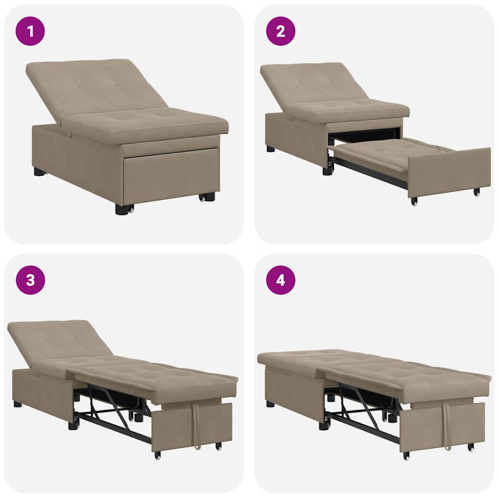 Uittrekbare Slaapbank Taupe 194 x 67 x 82 cm Microvezel