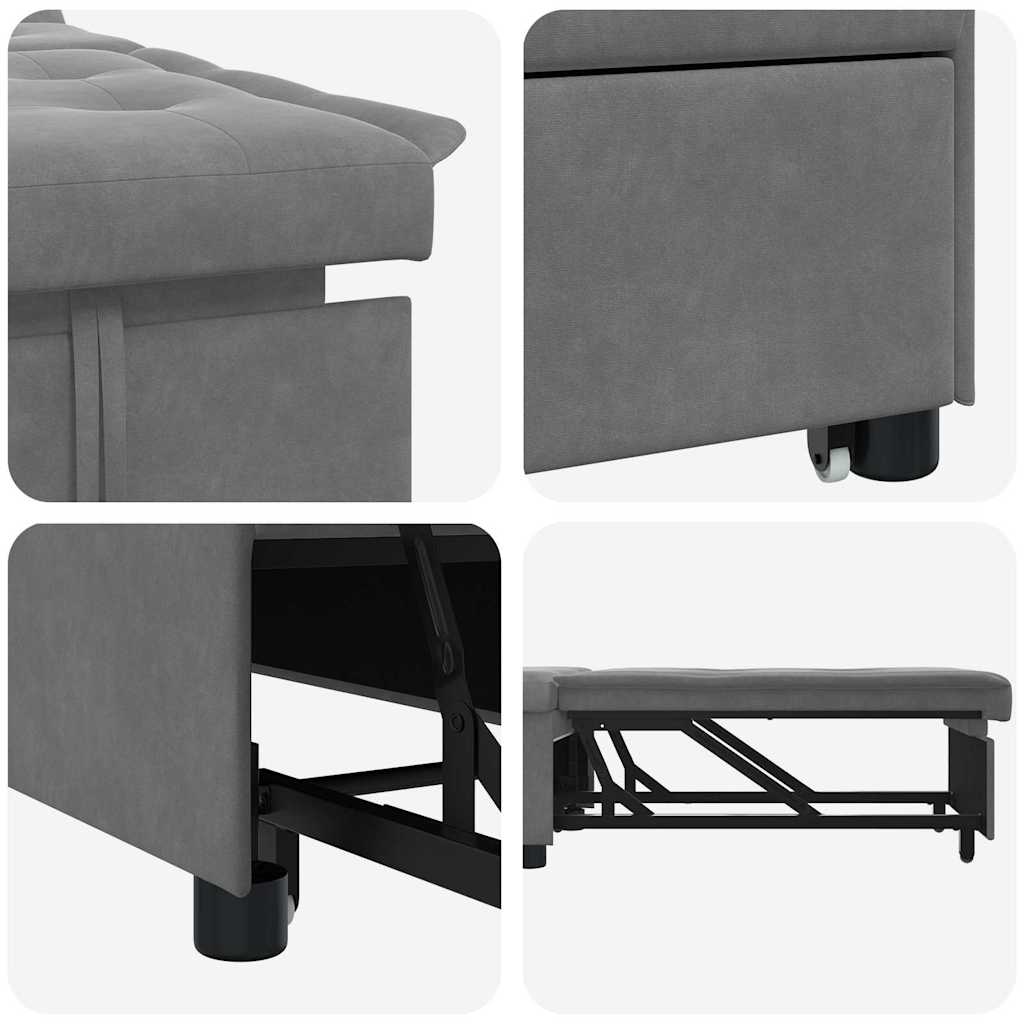 Uittrekbare Slaapbank Donkergrijs 194 x 67 x 82 cm Microvezel