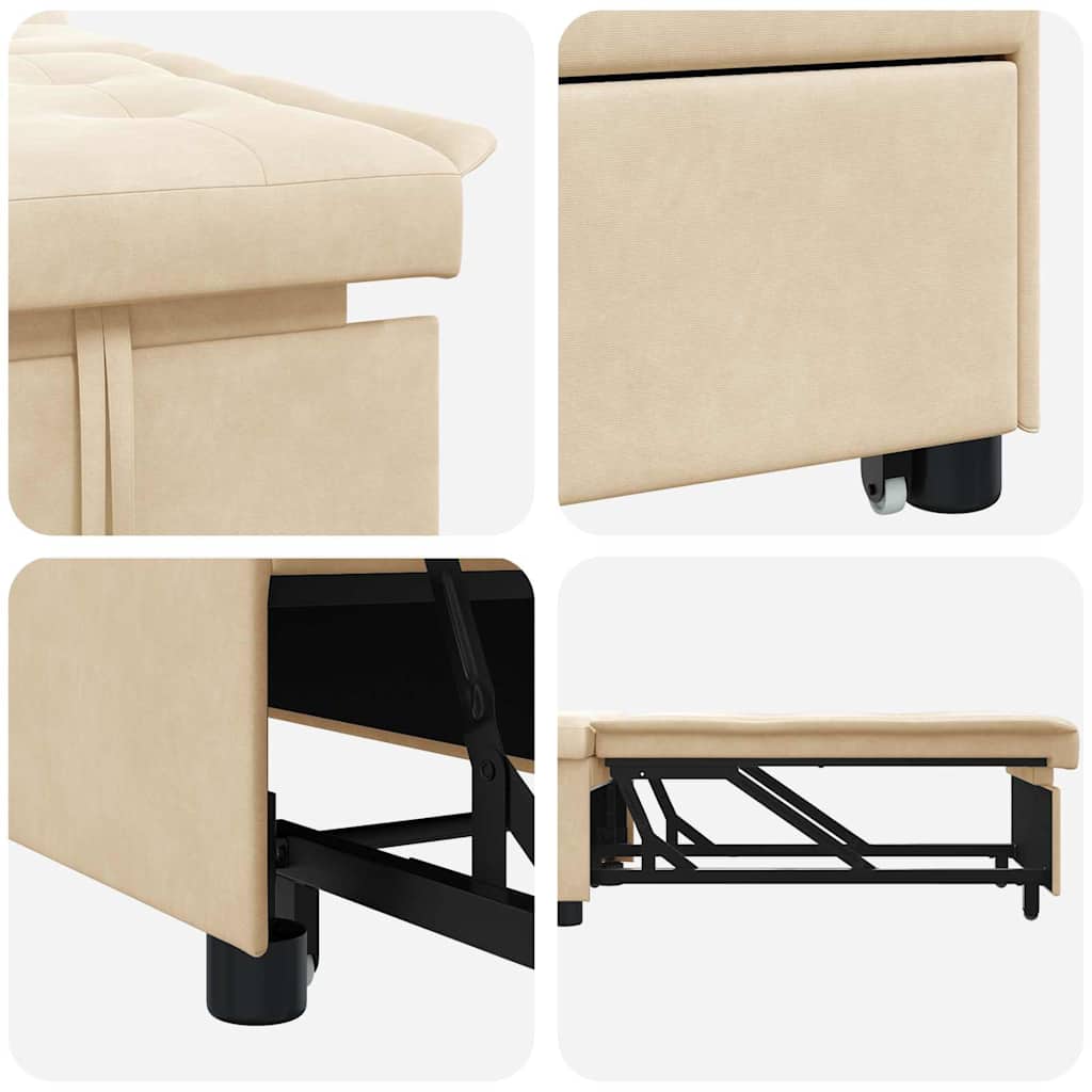 Uittrekbare Slaapbank Crème 194 x 67 x 82 cm Microvezel