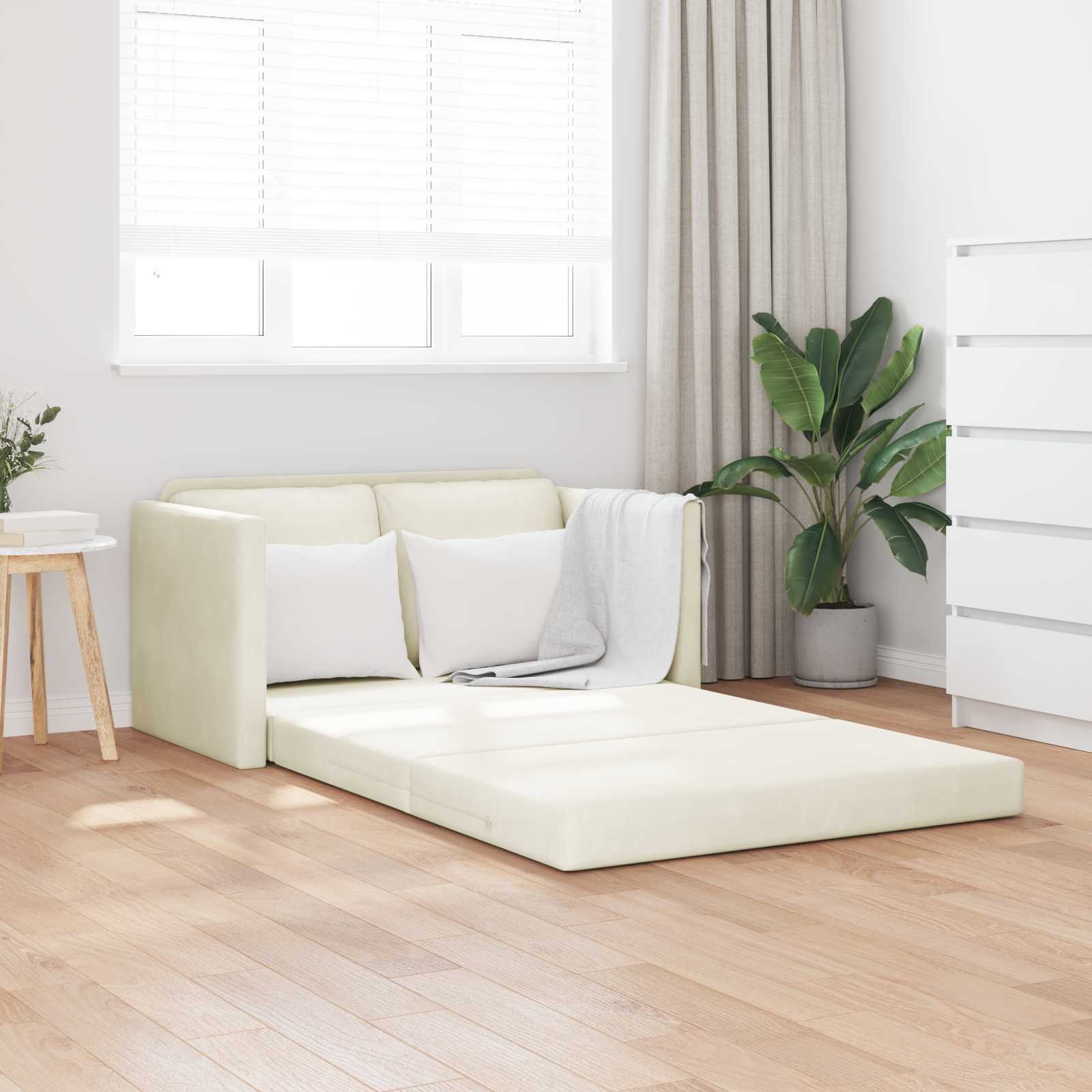 Slaapbank Crème 204 x 122 x 60 cm Fluweel