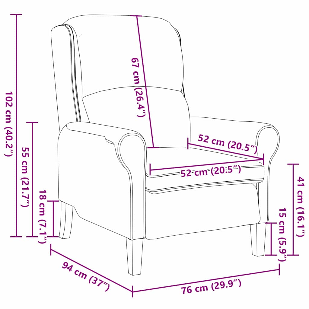 Fauteuil Lichtgrijs 76 x 94 x 102 cm Microvezel