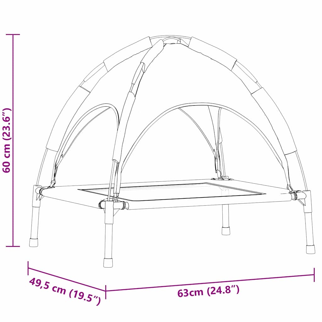 Hondenbed Zwart 63 x 49,5 x 60 cm Staal