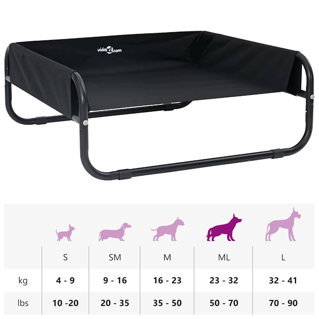 Hondenbed Zwart 75 x 75 x 30 cm Staal