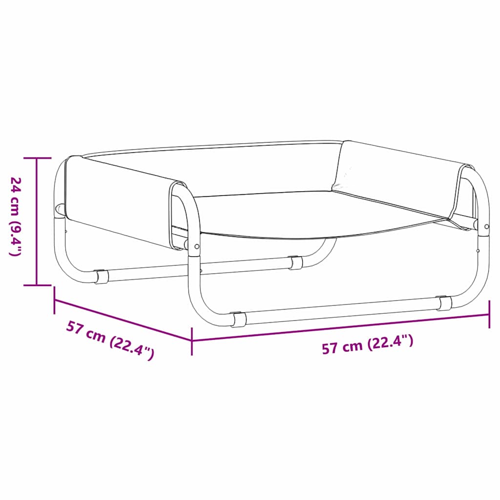 Hondenbed Lichtgrijs 57 x 57 x 24 cm Staal