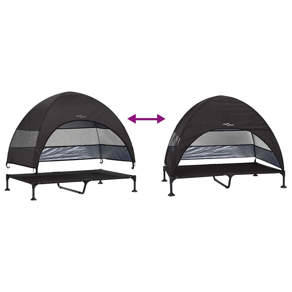 Verhoogd Hondenbed Zwart 127 x 81 x 108 cm Stof en Staal