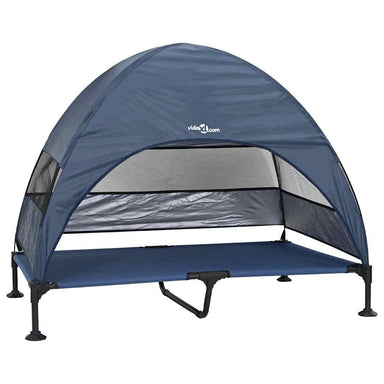 Verhoogd Hondenbed Marineblauw 127 x 81 x 108 cm Stof en Staal