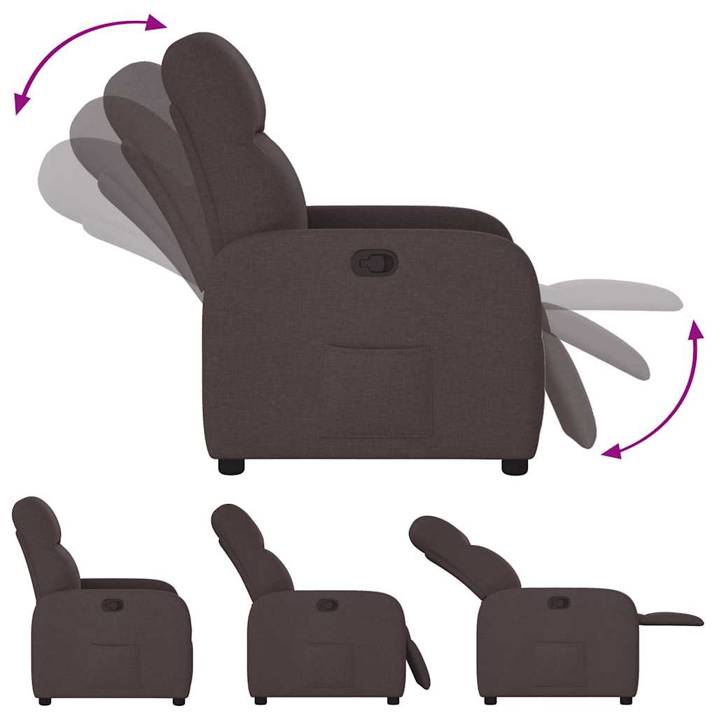 Fauteuil verstelbaar stof donkerbruin
