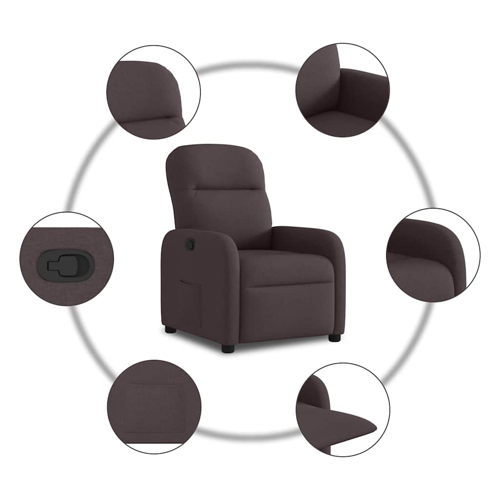 Fauteuil verstelbaar stof donkerbruin