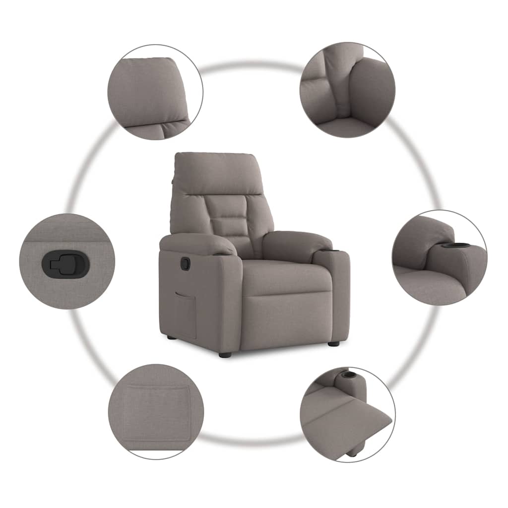 Fauteuil verstelbaar stof taupe