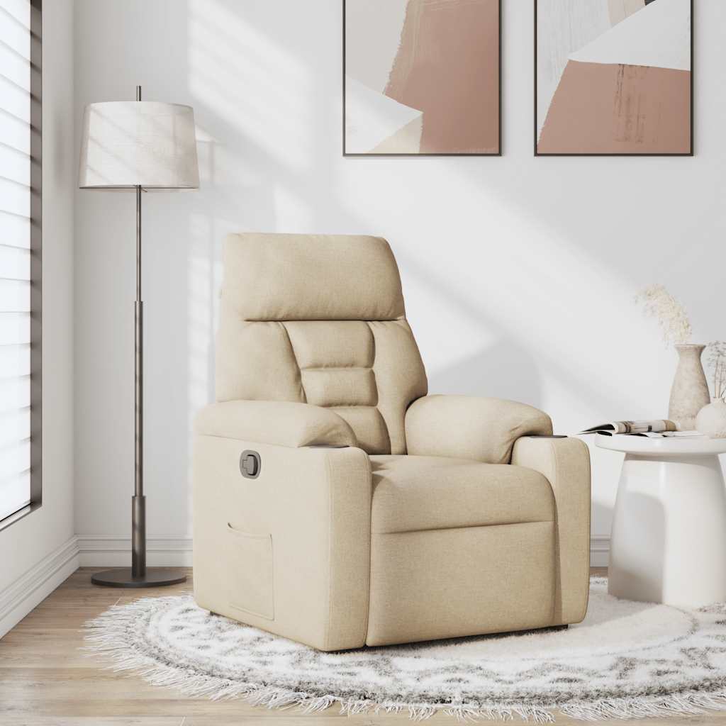 Fauteuil verstelbaar stof crèmekleurig