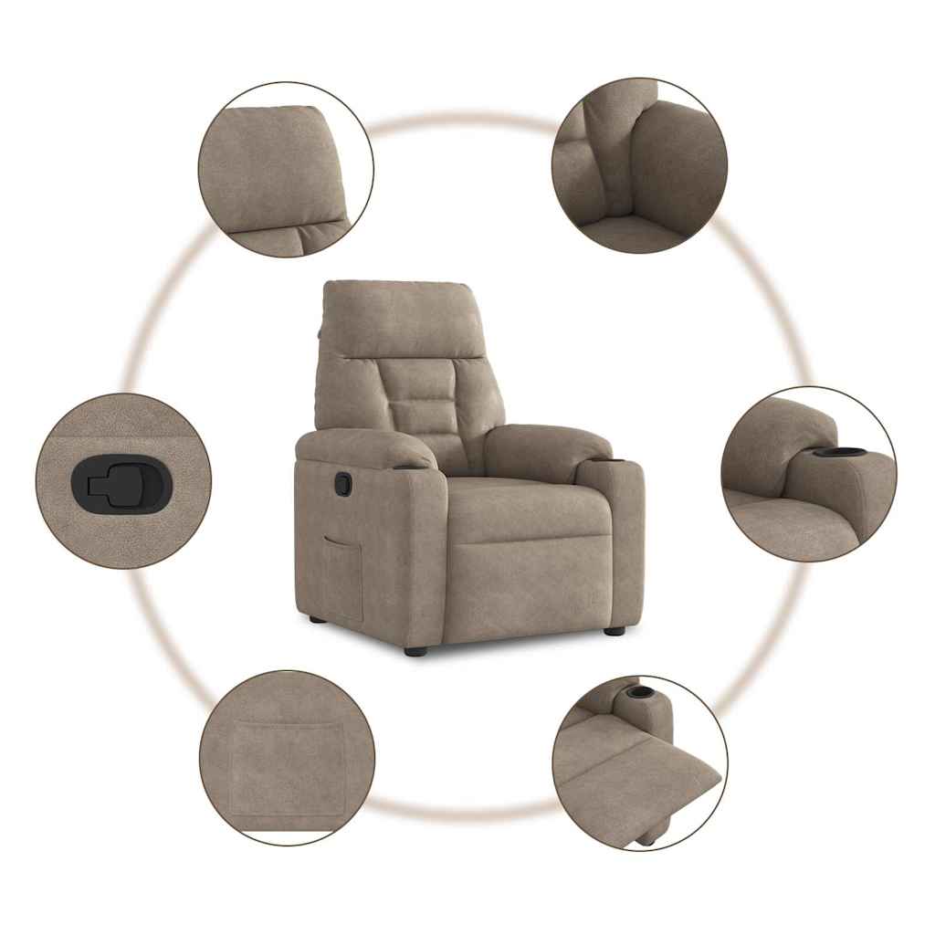 Fauteuil verstelbaar microvezelstof taupe