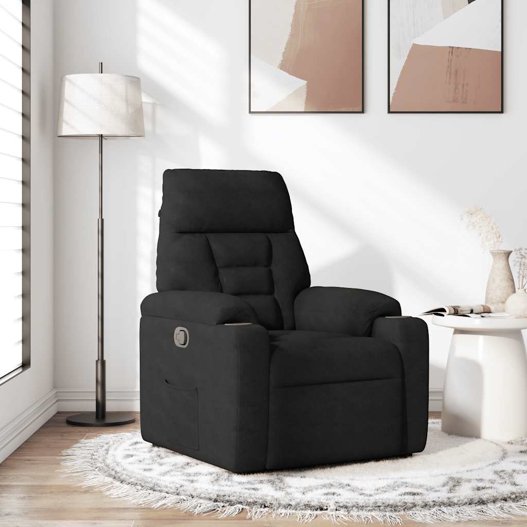 Fauteuil verstelbaar microvezelstof zwart