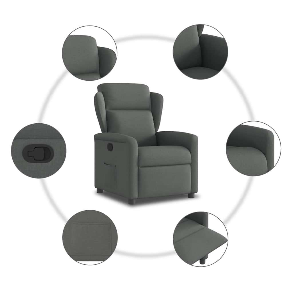Fauteuil verstelbaar stof donkergrijs