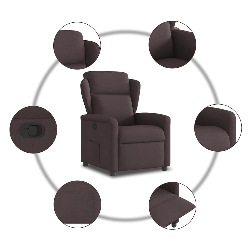 Fauteuil verstelbaar stof donkerbruin
