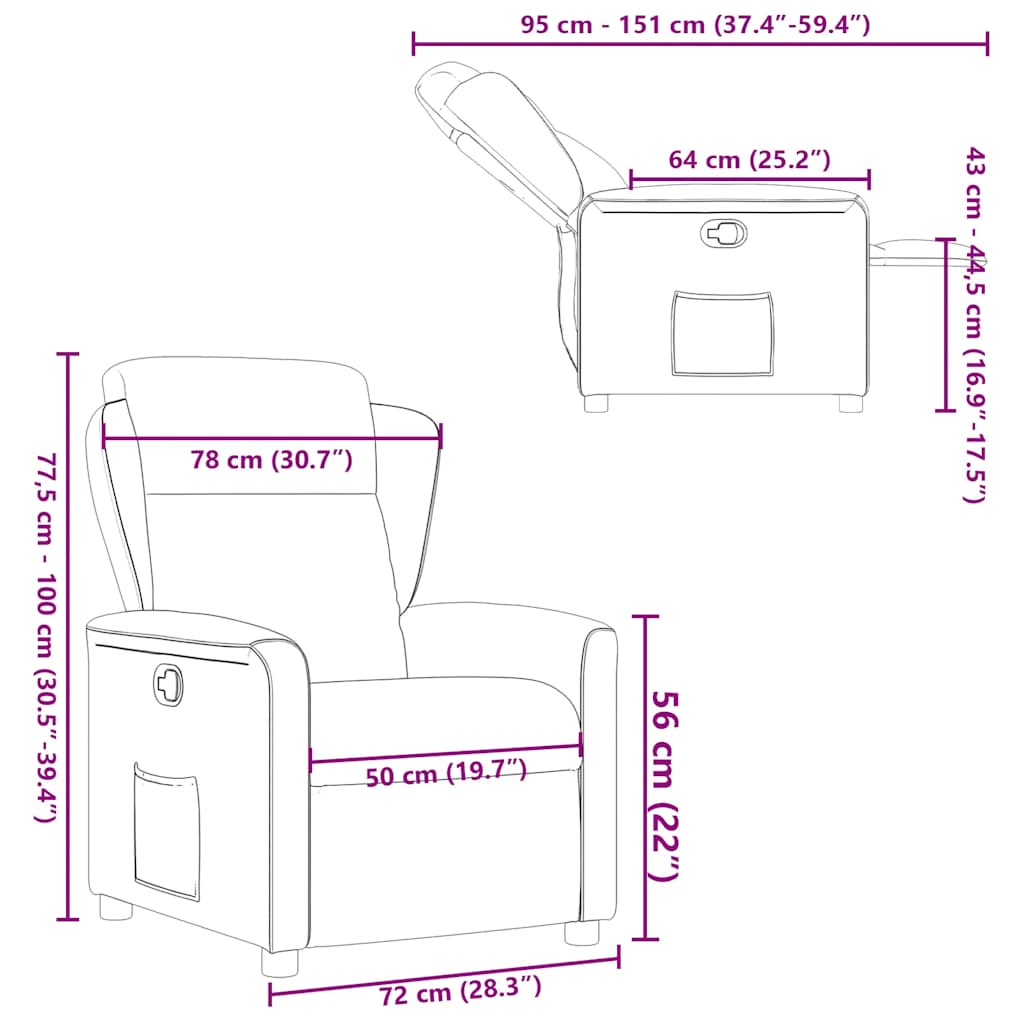 Fauteuil verstelbaar stof taupe