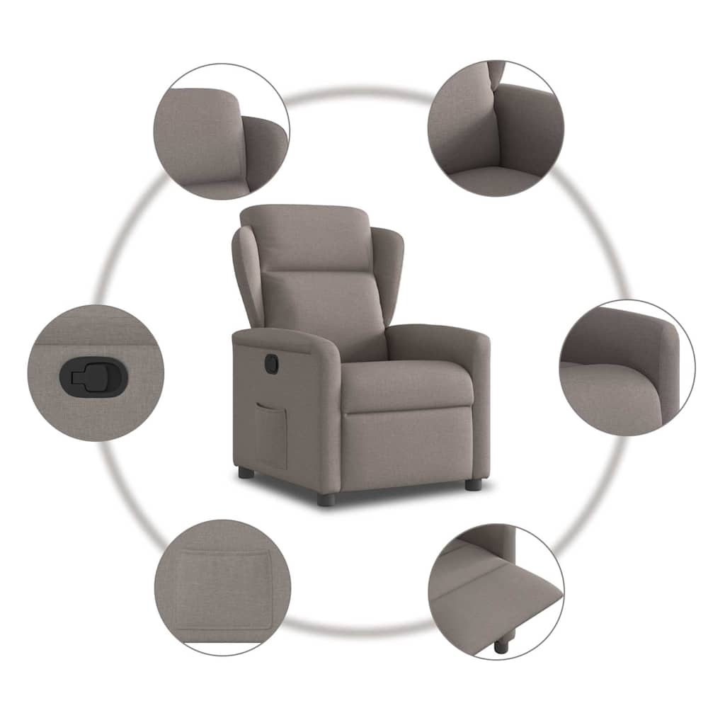 Fauteuil verstelbaar stof taupe