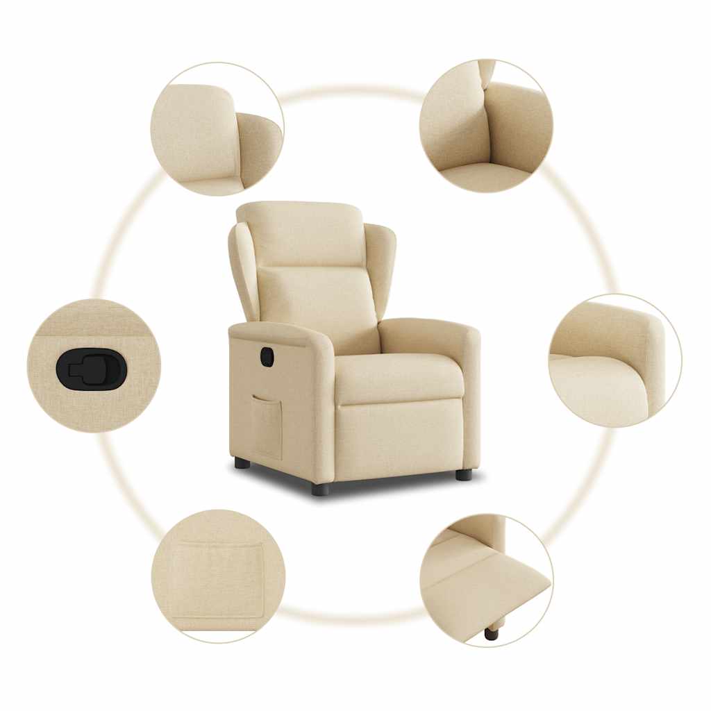 Fauteuil verstelbaar stof crèmekleurig