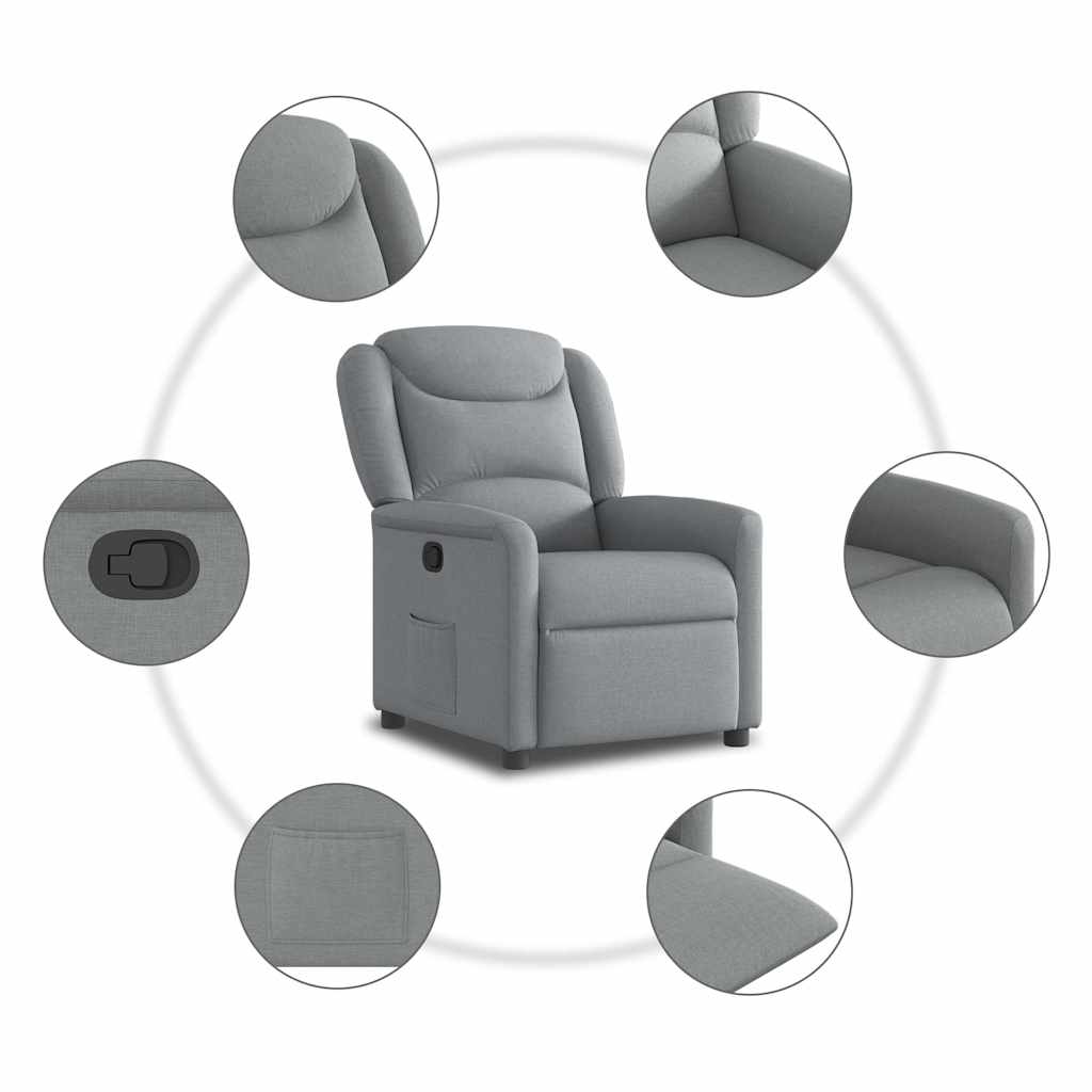 Fauteuil verstelbaar stof lichtgrijs