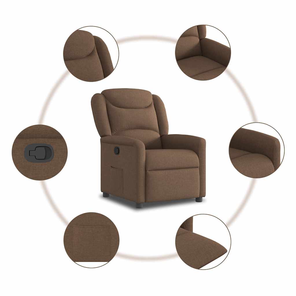 Fauteuil verstelbaar stof bruin