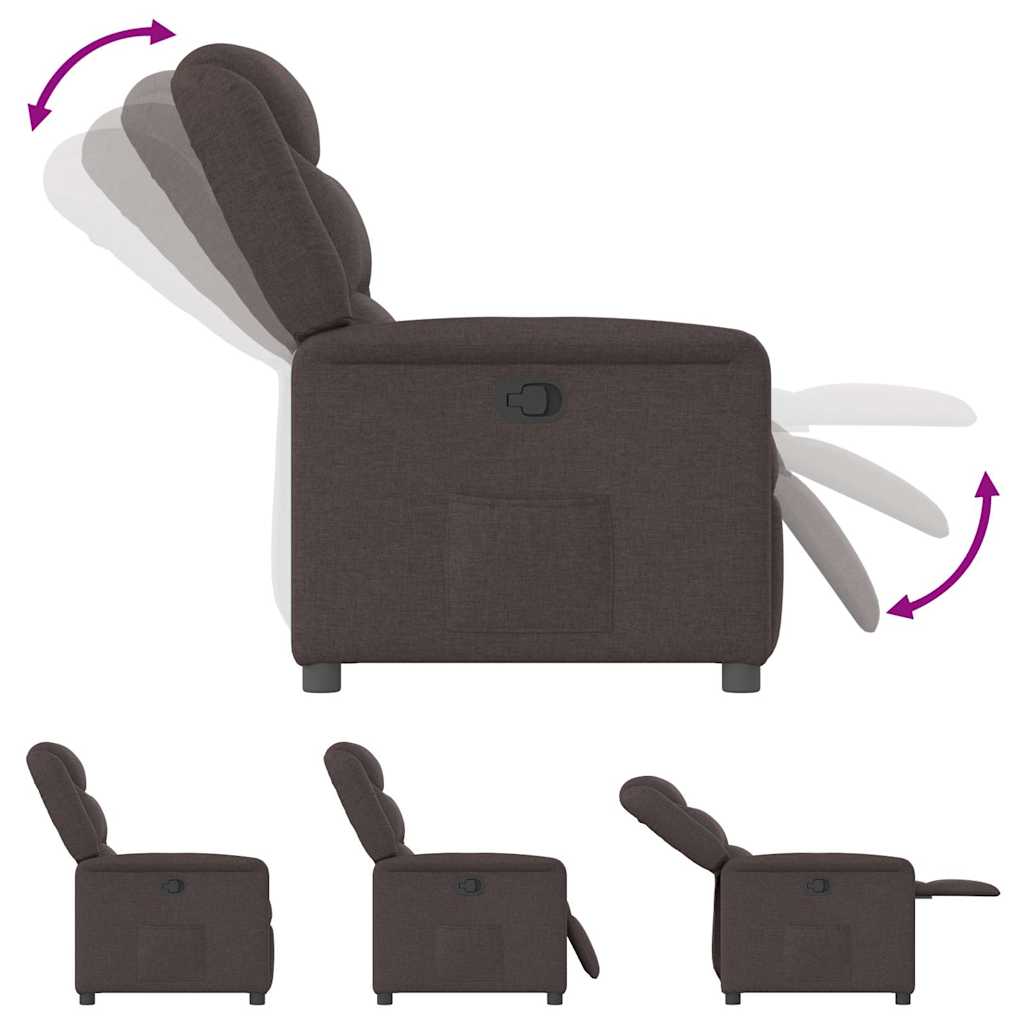 Fauteuil verstelbaar stof donkerbruin