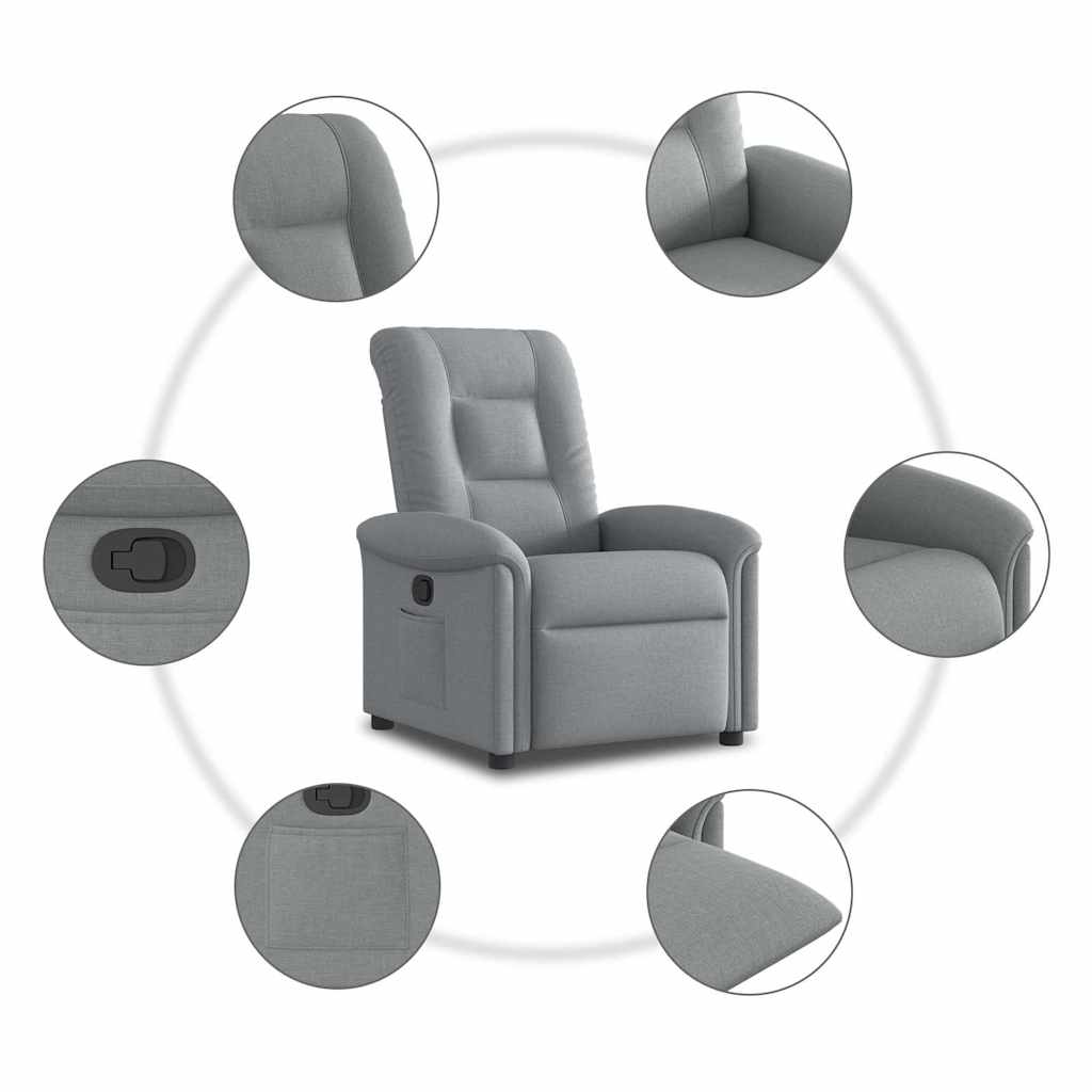 Fauteuil verstelbaar stof lichtgrijs