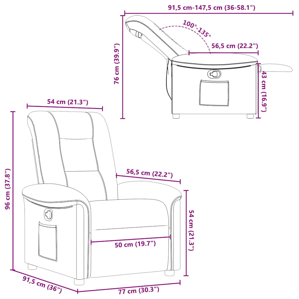 Fauteuil verstelbaar stof crèmekleurig