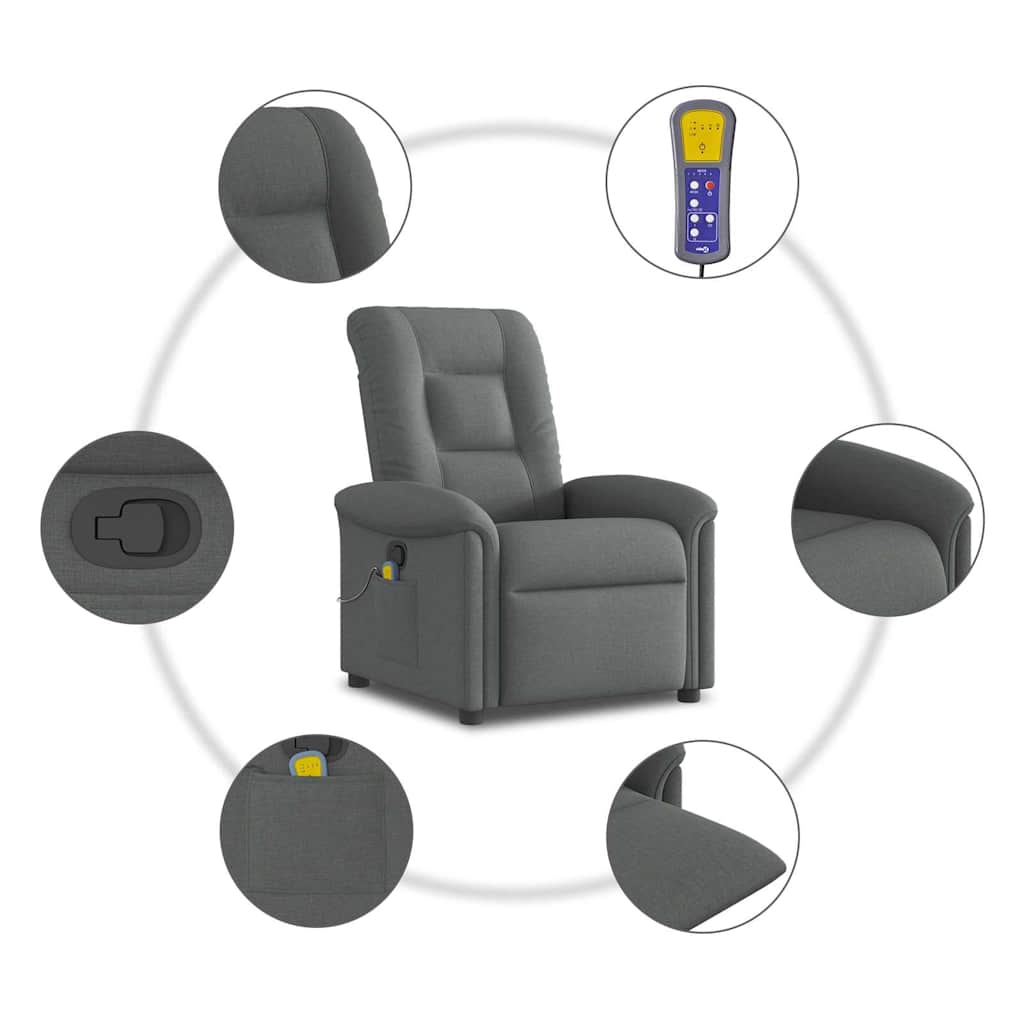 Massagestoel Donkergrijze Stof 1
