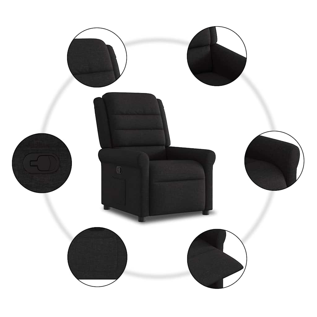 Fauteuil verstelbaar stof zwart