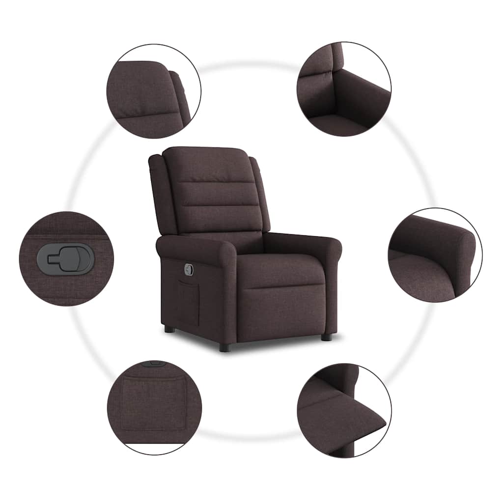 Fauteuil verstelbaar stof donkerbruin