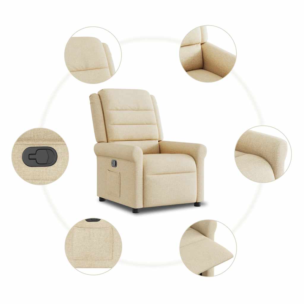 Fauteuil verstelbaar stof crèmekleurig