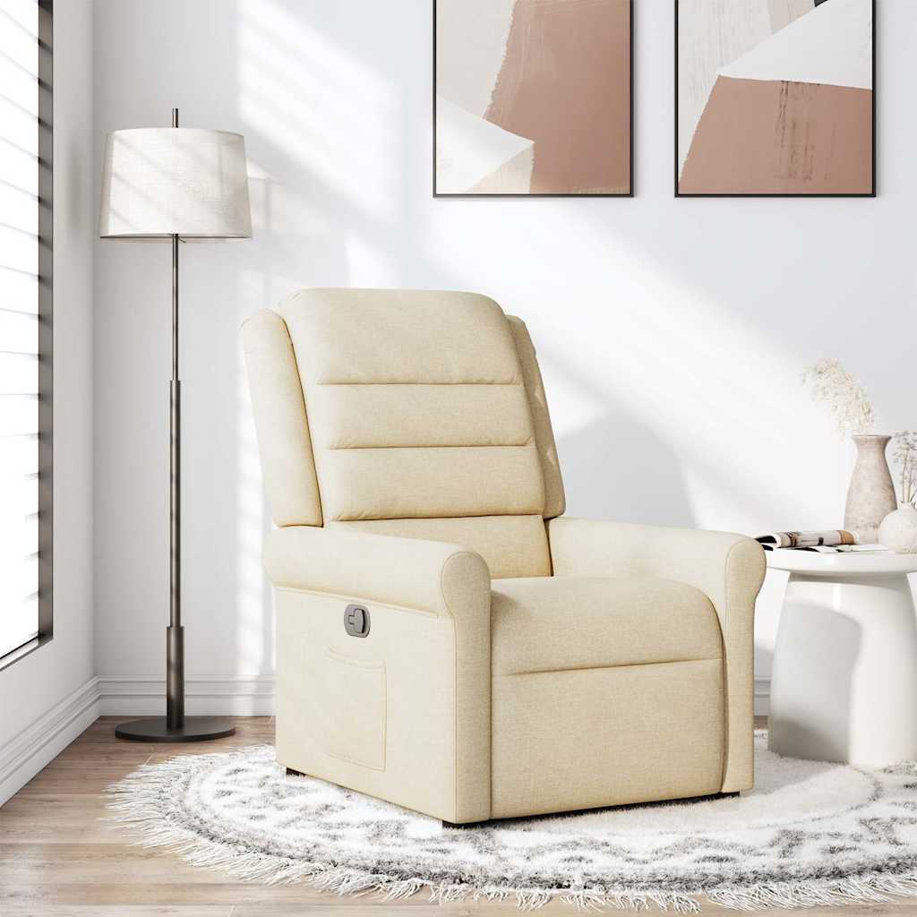 Fauteuil verstelbaar stof crèmekleurig