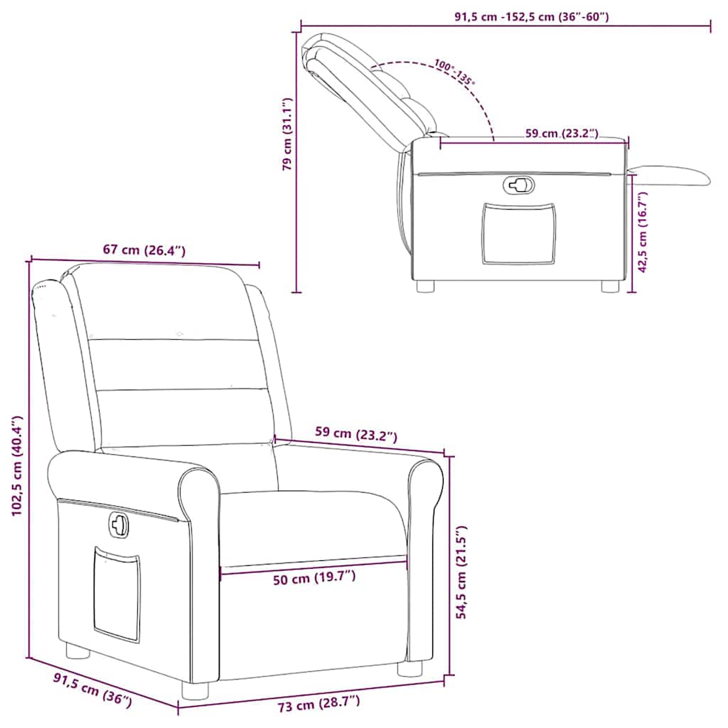 Fauteuil verstelbaar stof wolk grijs