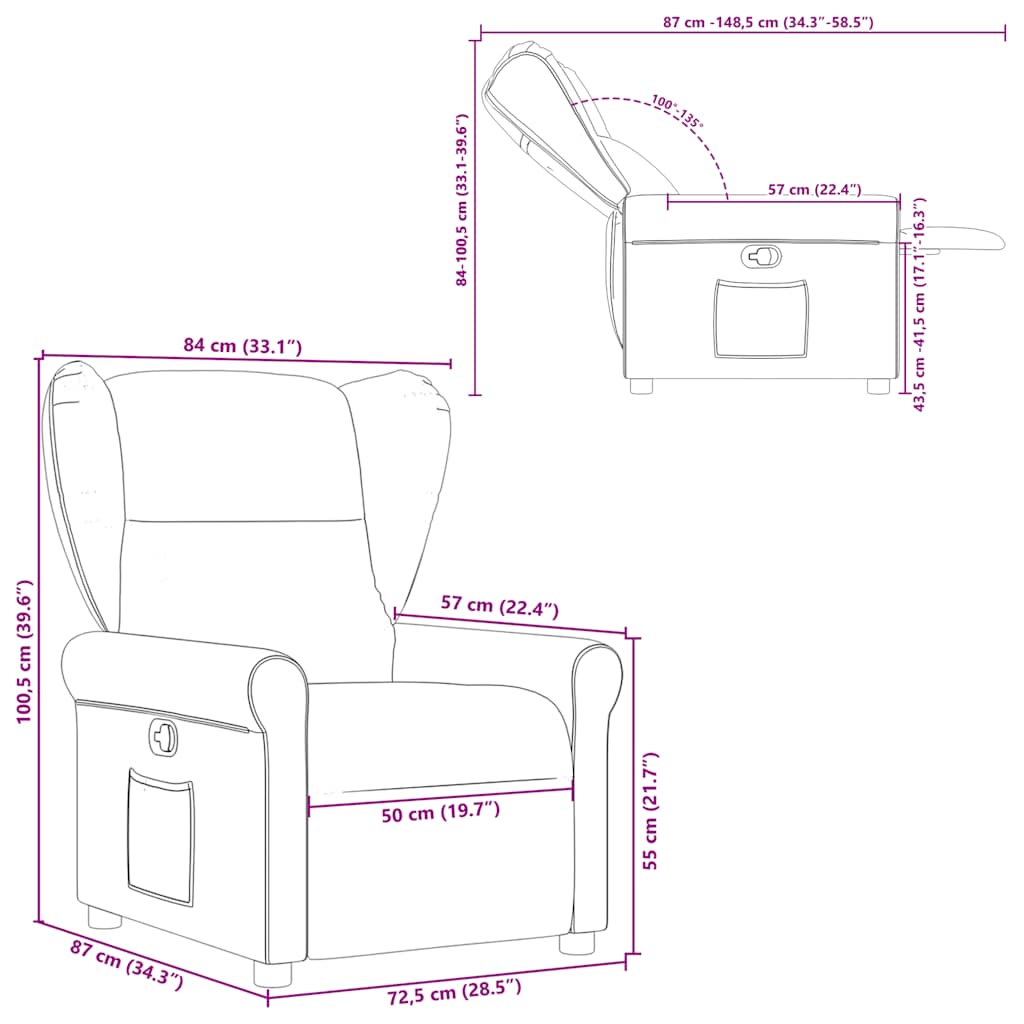 Fauteuil verstelbaar stof zwart