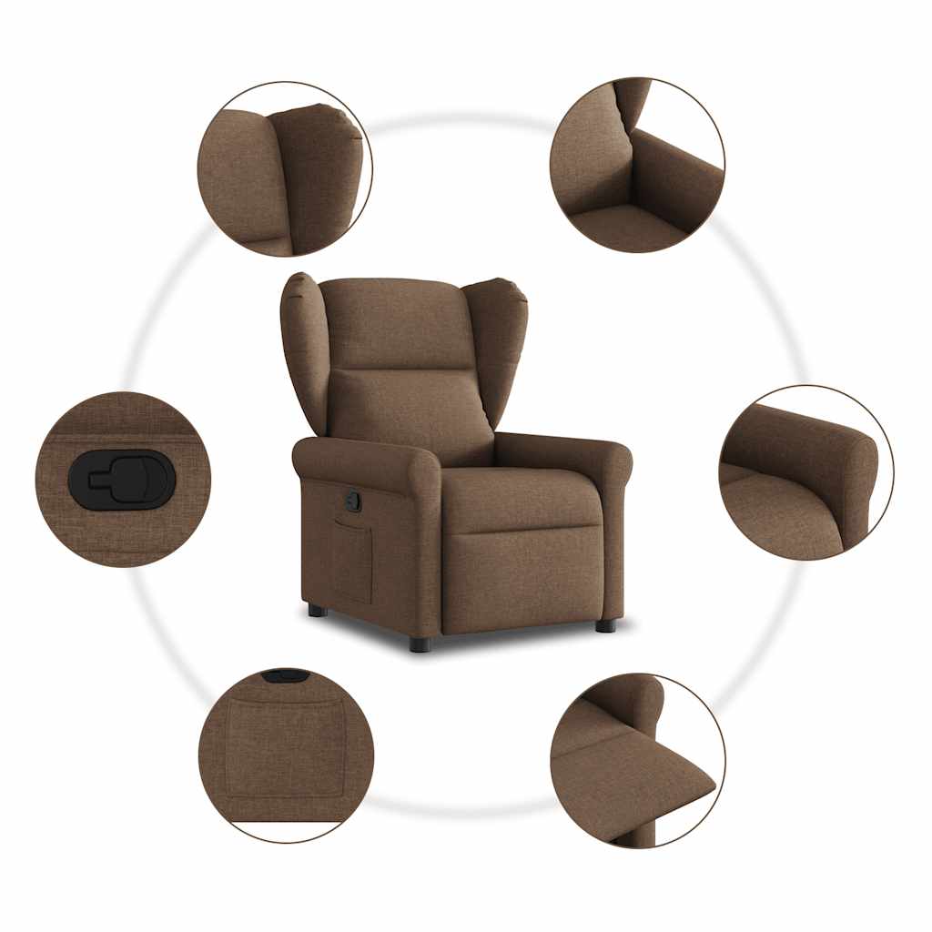 Fauteuil verstelbaar stof bruin