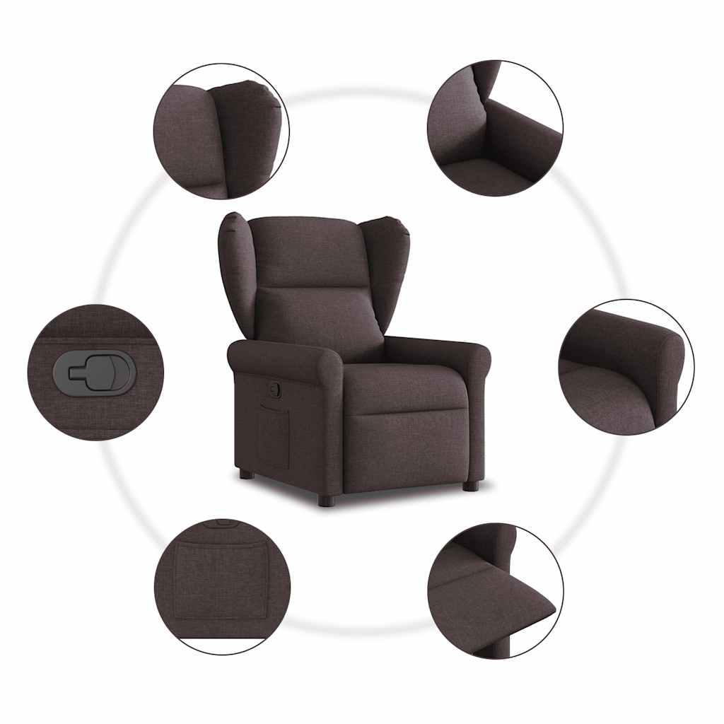 Fauteuil verstelbaar stof donkerbruin