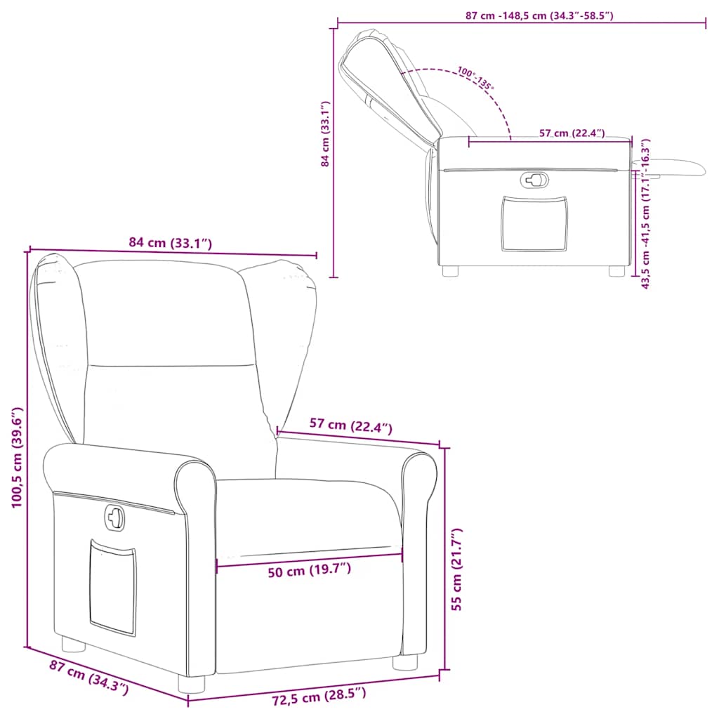 Fauteuil verstelbaar stof wolk grijs