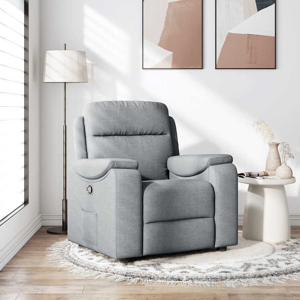 Fauteuil verstelbaar stof lichtgrijs