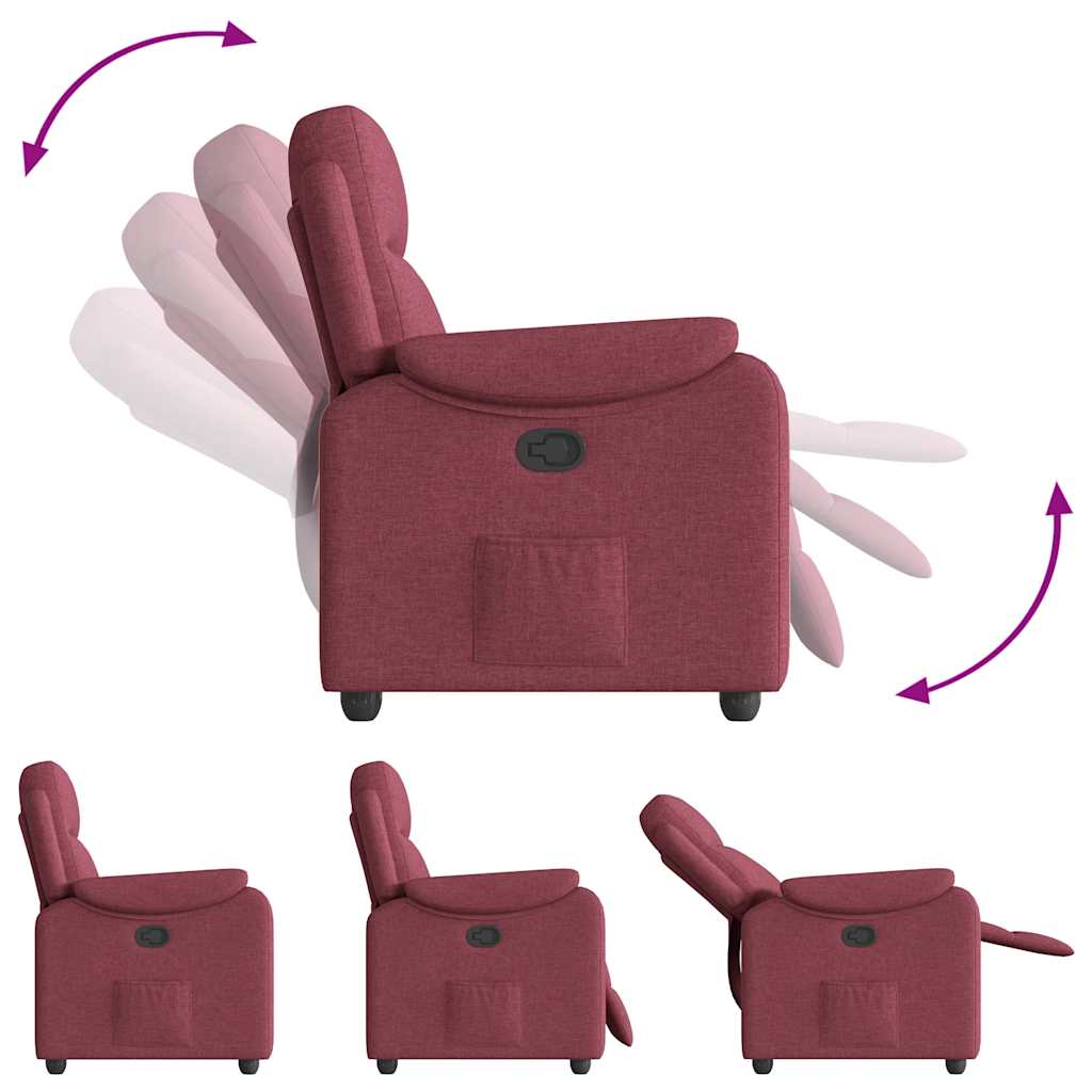 Fauteuil verstelbaar stof wijnrood