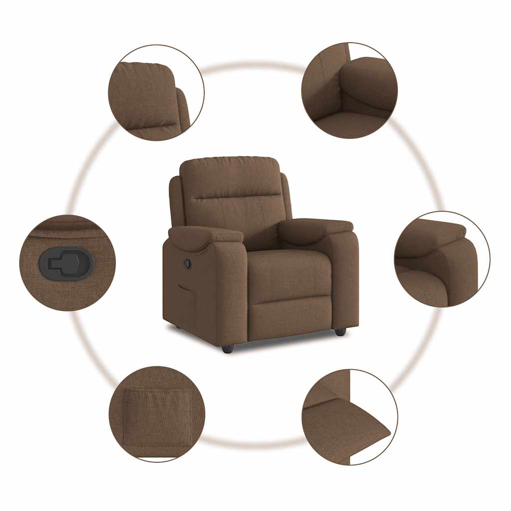 Fauteuil verstelbaar stof bruin