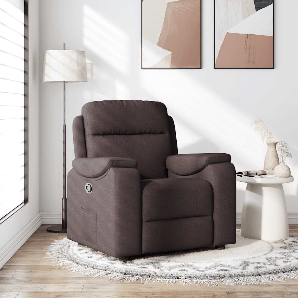 Fauteuil verstelbaar stof donkerbruin
