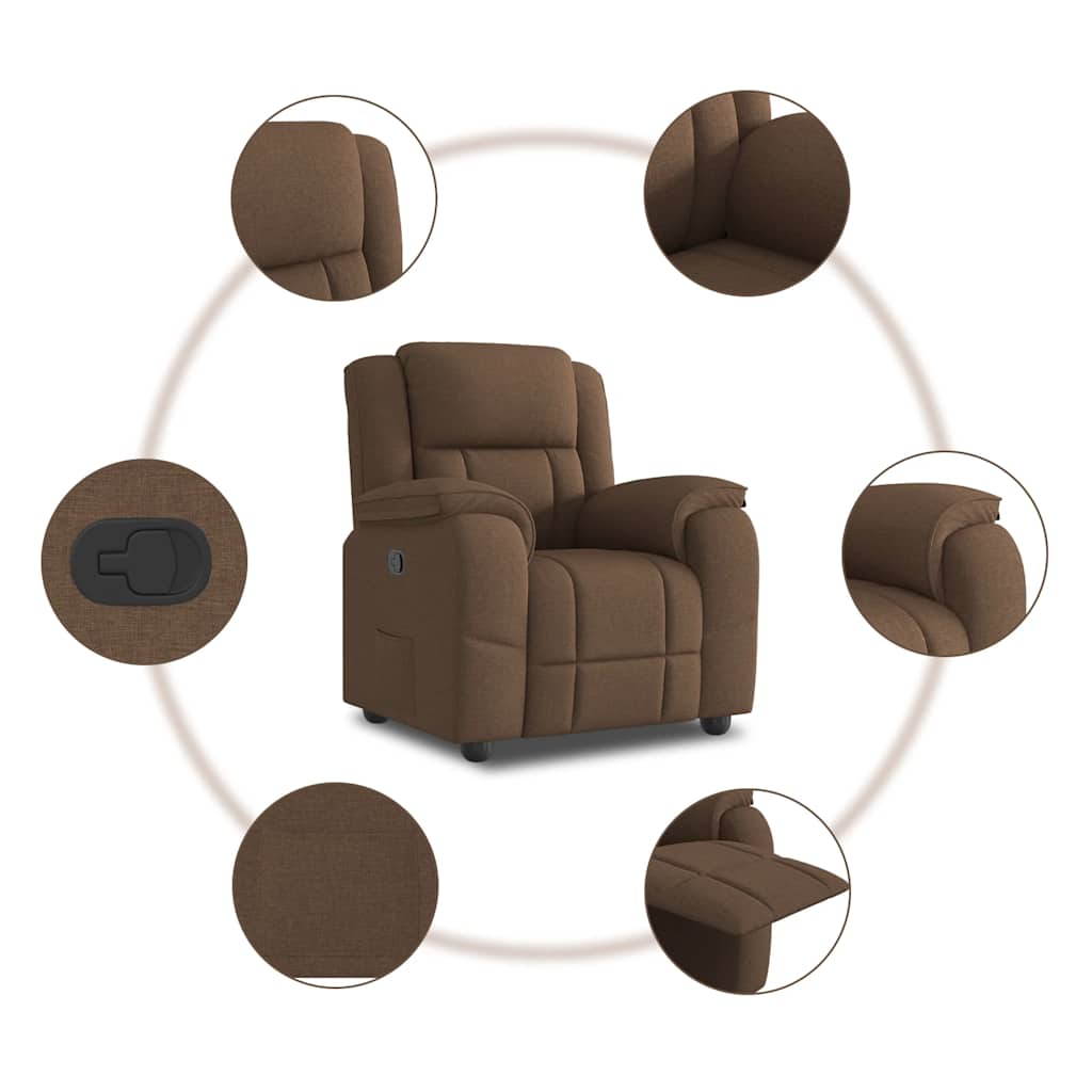 Fauteuil verstelbaar stof bruin