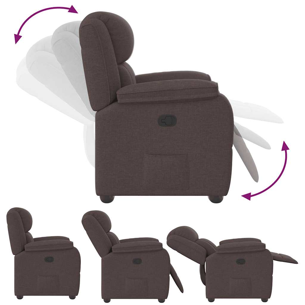 Fauteuil verstelbaar stof donkerbruin