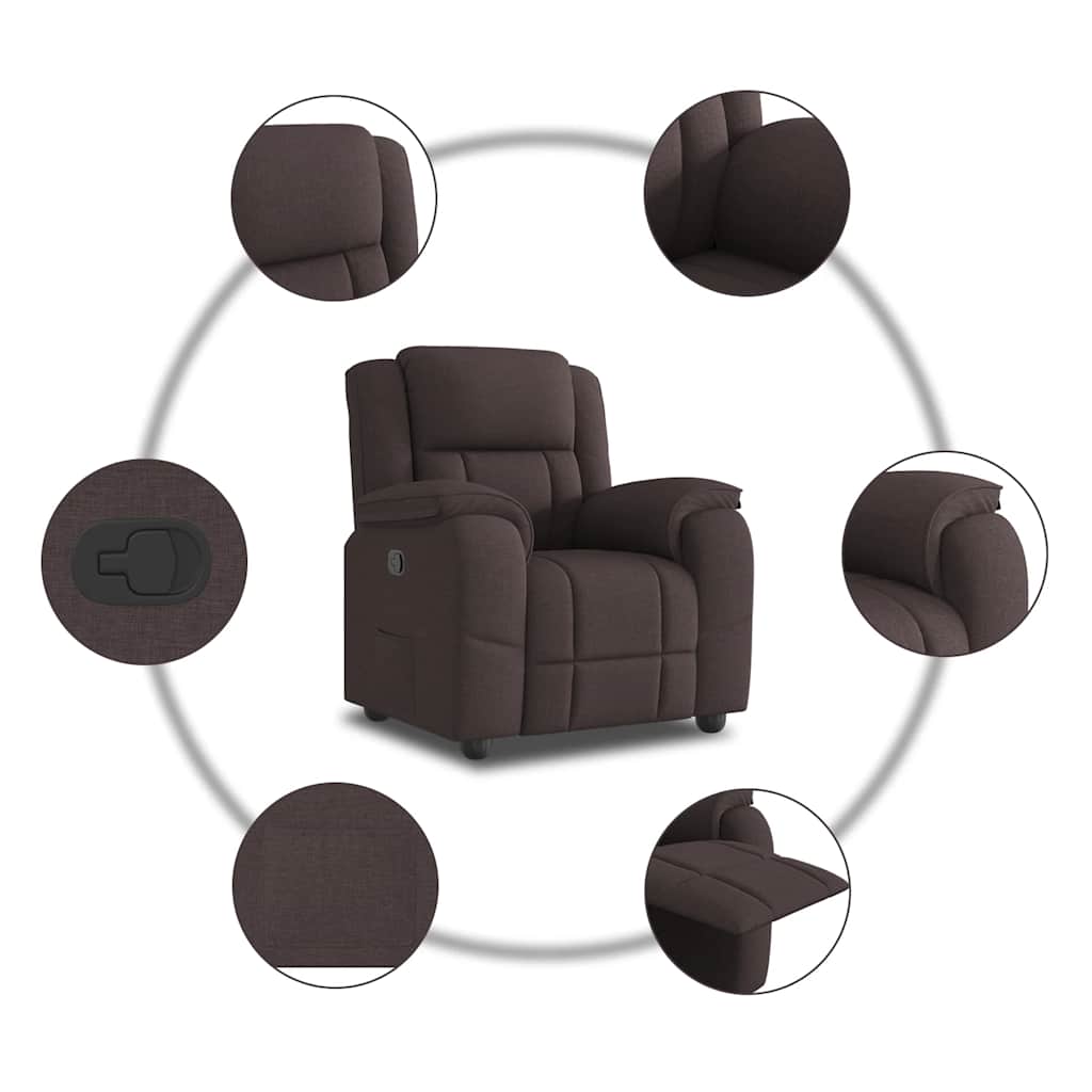 Fauteuil verstelbaar stof donkerbruin