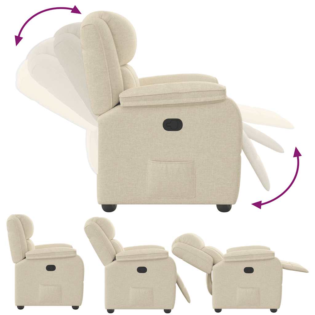 Fauteuil verstelbaar stof crèmekleurig