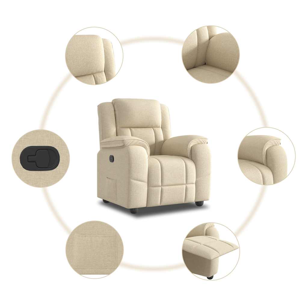 Fauteuil verstelbaar stof crèmekleurig