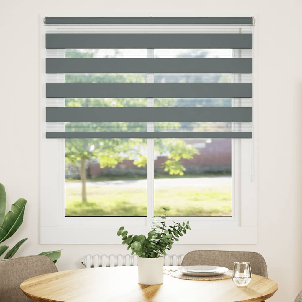 Zebra rolgordijn 125x150 cm stofbreedte 120,9 cm donkergrijs