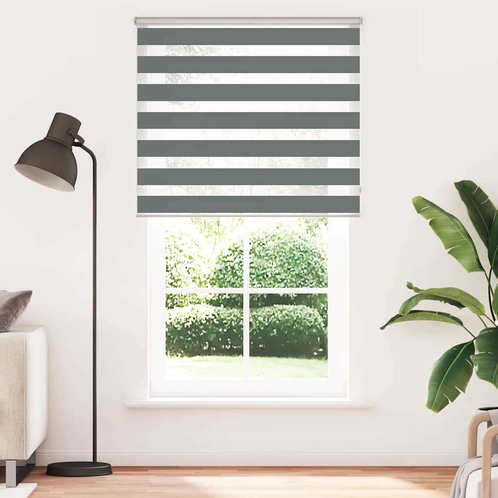 Zebra rolgordijn 125x200 cm stofbreedte 120,9 cm donkergrijs