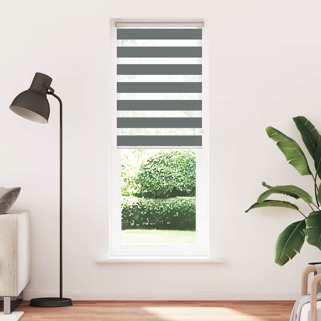 Zebra rolgordijn 75x230 cm stofbreedte 70,9 cm donkergrijs