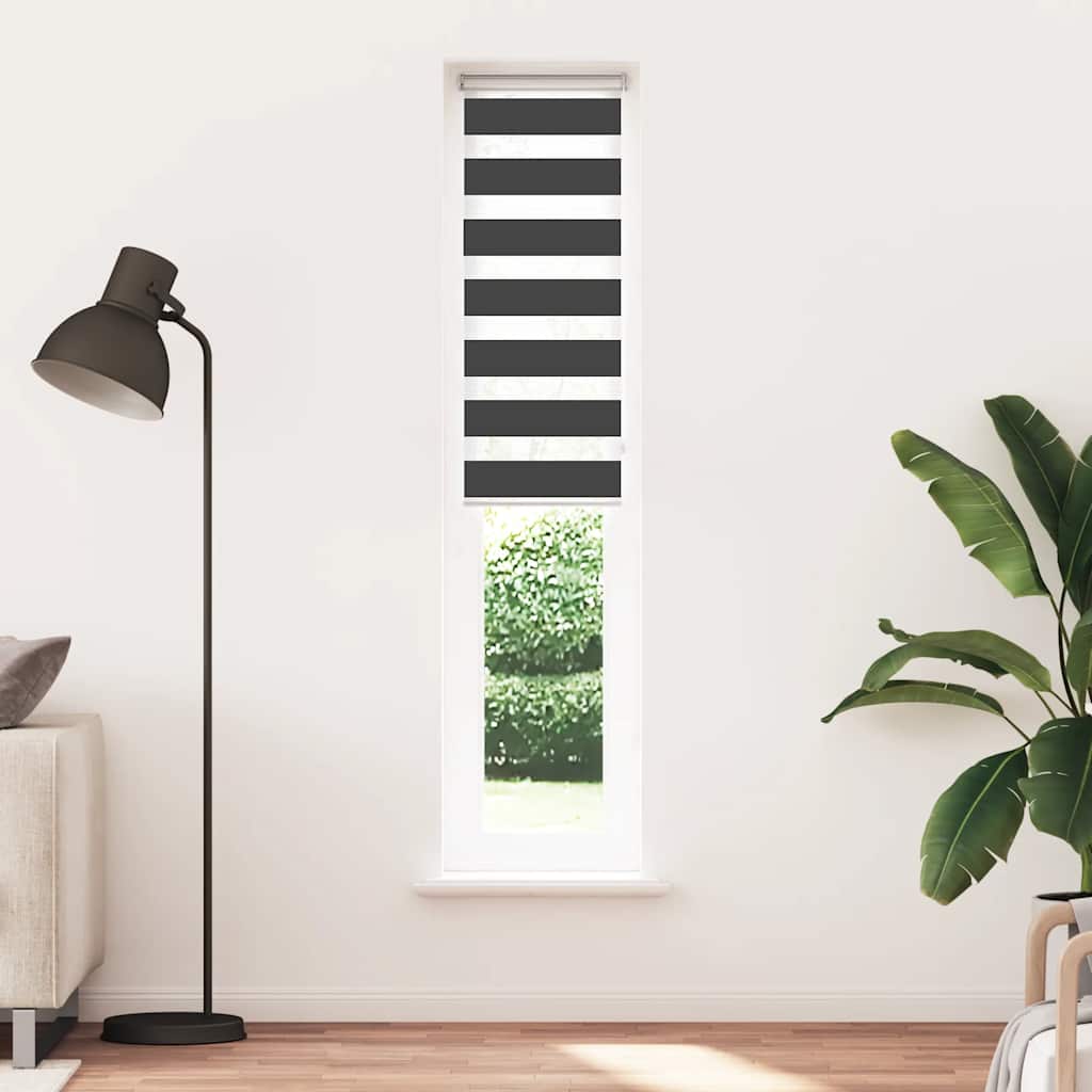 Zebra rolgordijn 50x200 cm stofbreedte 45,9cm zwart